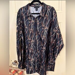NWOT women’s plus size 22/24 button up blouse Ashley Stewart black chain buckle